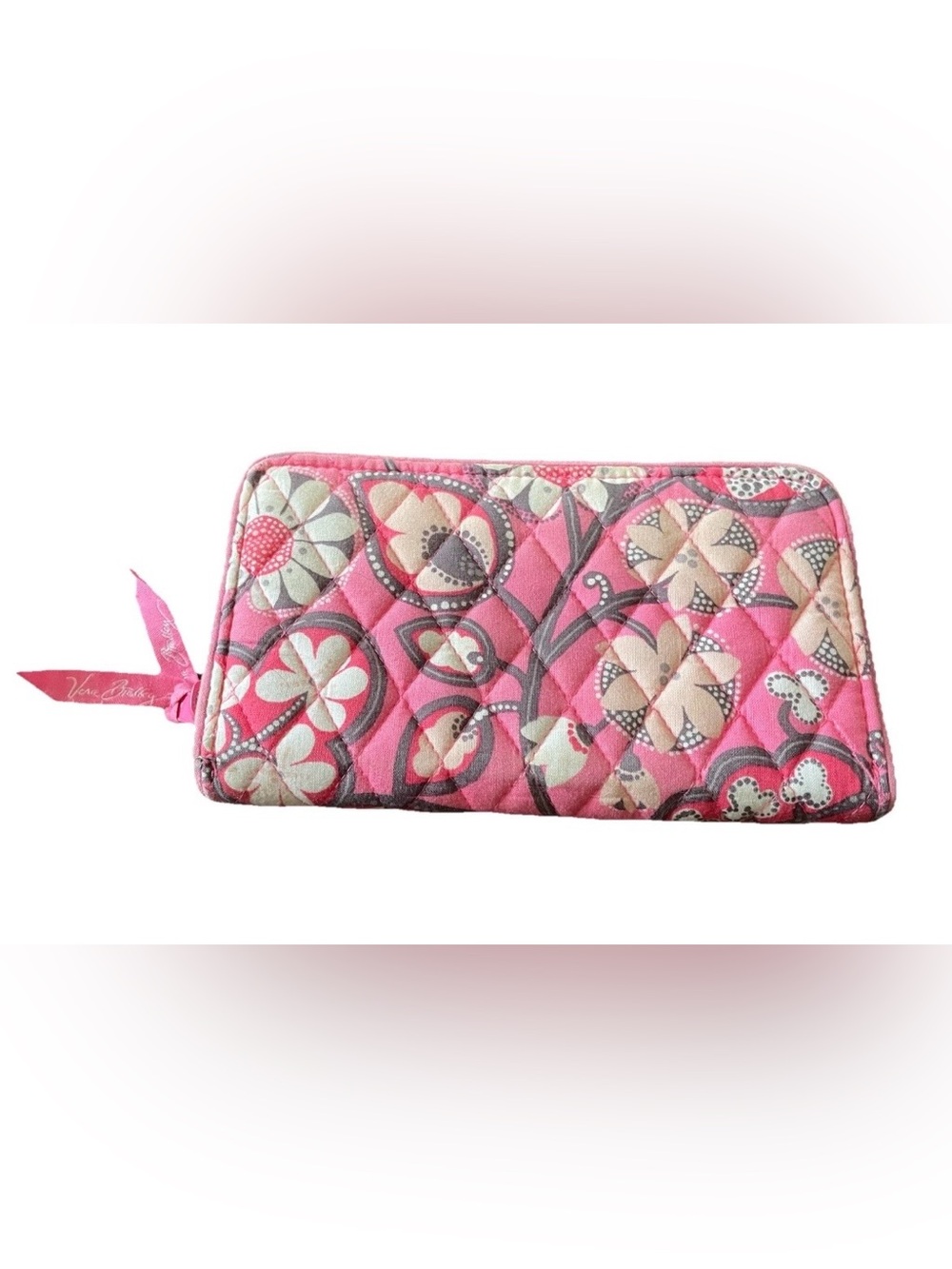 Vera Bradley Blush Pink Accordion Zip Around Wallet Retired Floral Quilted